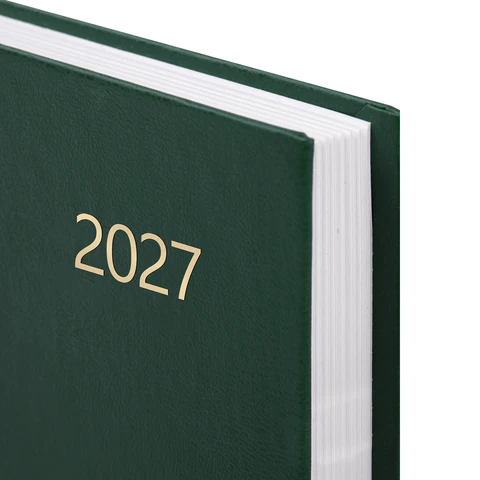 Ежедневник датированный 2027 145х215 мм, А5, STAFF, обложка бумвинил, зеленый,