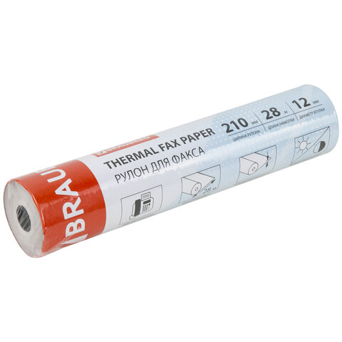 Рулон для факса 210х30х12 (28 м), BRAUBERG, 110149