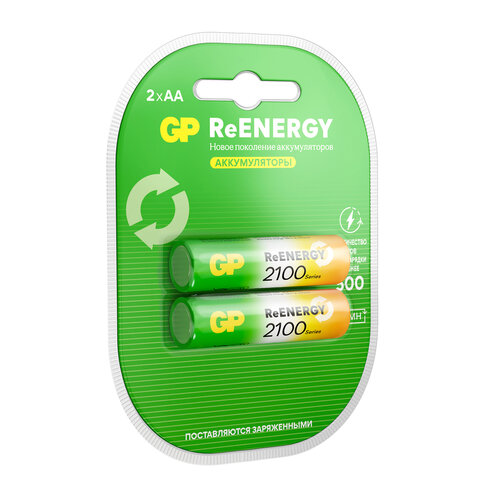 Батарейки аккумуляторные GP ReEnergy Ni-Mh пальчиковые КОМПЛЕКТ 2 шт., AA (HR6), Батарейки аккумуляторные GP ReEnergy Ni-Mh пальчиковые КОМПЛЕКТ 2 шт., AA (HR6),