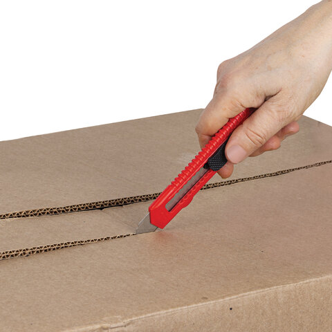 Нож канцелярский 18 мм КОМПЛЕКТ "2 шт. + 1 шт. В ПОДАРОК", фиксатор,