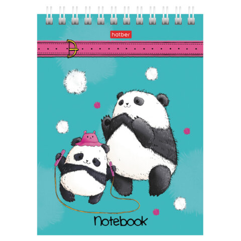 Блокнот МАЛЫЙ ФОРМАТ А6, 60 л., гребень, картон, клетка, HATBER, "Плюшевые