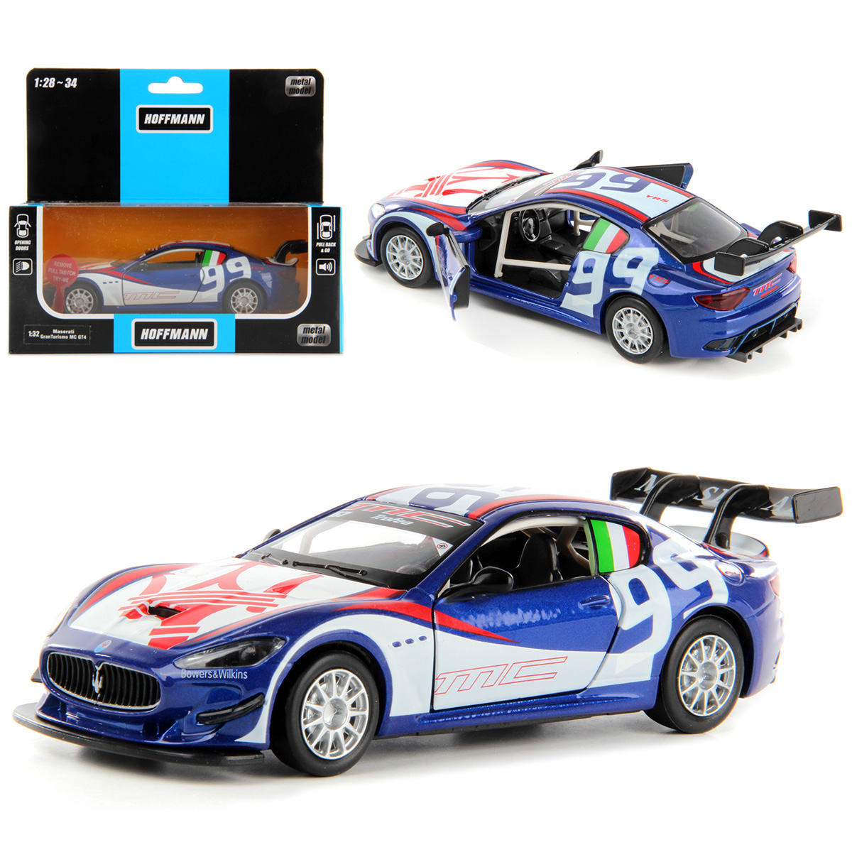 Машина металлическая Maserati Gran Turismo MC GT4 1:32, звук/свет, двери  откр., инерция купить оптом, цена от 867.57 руб. 4680448460060