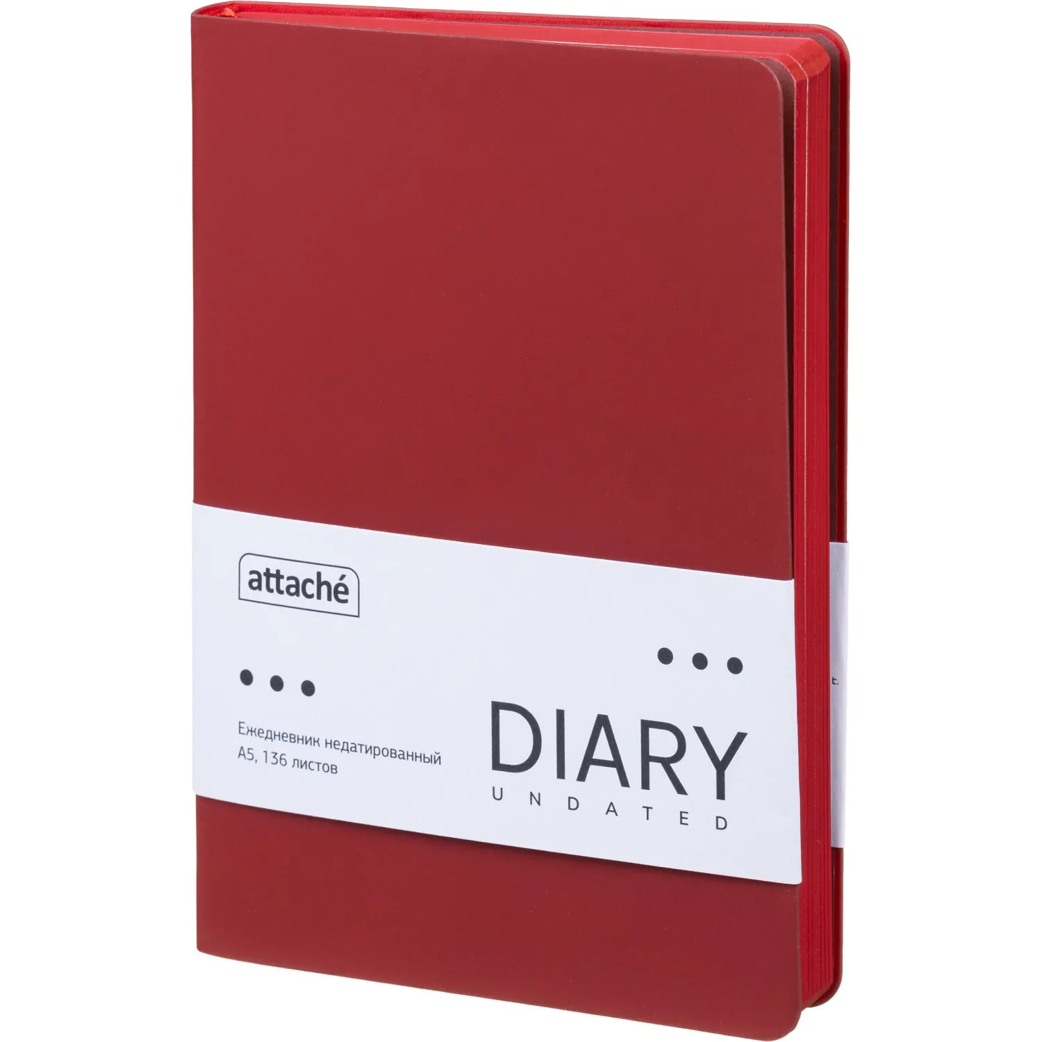 Ежедневник недатированный ATTACHE Soft touch А5, 140х200мм, 136л, красный Ежедневник недатированный ATTACHE Soft touch А5, 140х200мм, 136л, красный