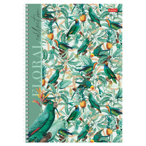 Тетрадь А4 80 л., HATBER, гребень, клетка, матовая ламинация, "Floral Тетрадь А4 80 л., HATBER, гребень, клетка, матовая ламинация, "Floral