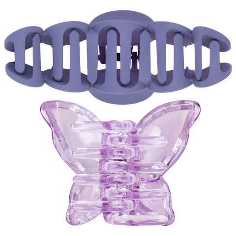 Крабы для волос НАБОР 2 шт., 7 см / 10 см, глянцевый, soft-touch, фиолетовый, Крабы для волос НАБОР 2 шт., 7 см / 10 см, глянцевый, soft-touch, фиолетовый,