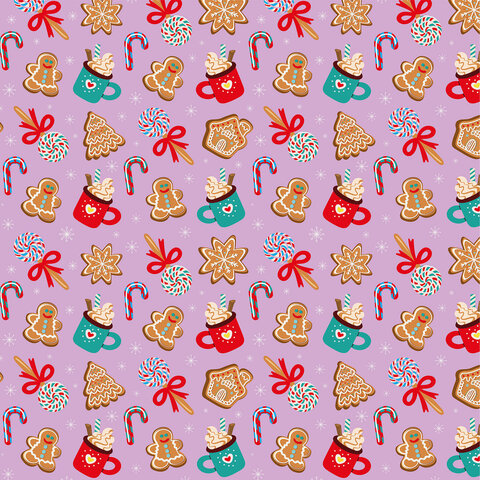 Бумага упаковочная мелованная BIG SIZE новогодняя "Сладости", 0,7х10