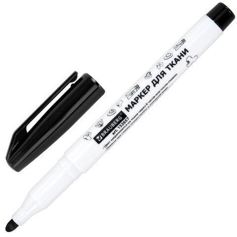 Маркер для ткани ЧЕРНЫЙ, TEXTILE MARKER, несмываемый, круглый наконечник 1-3 мм,
