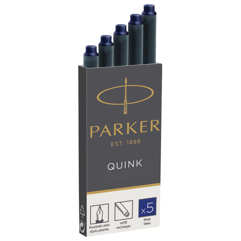 Картриджи чернильные PARKER "Cartridge Quink", КОМПЛЕКТ 5 шт., синие,