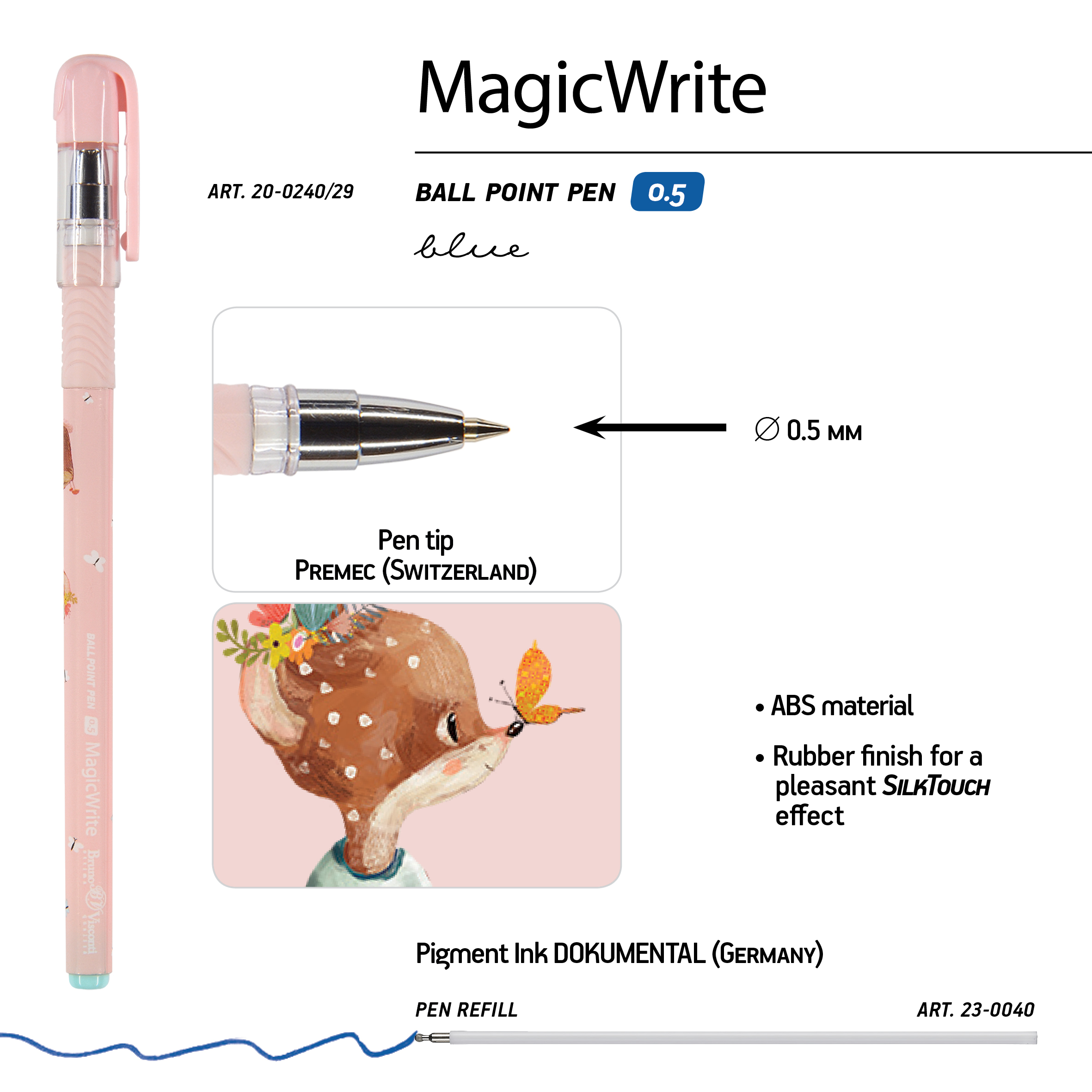 РУЧКА "MagicWrite. Forest Dream. Олененок на пеньке" ШАРИКОВАЯ, 0.5