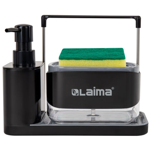 Диспенсер/дозатор DUET+ для мыла и моющего средства + губка, с держателем для Диспенсер/дозатор DUET+ для мыла и моющего средства + губка, с держателем для