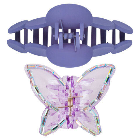 Крабы для волос НАБОР 2 шт., 7 см / 10 см, глянцевый, soft-touch, фиолетовый, Крабы для волос НАБОР 2 шт., 7 см / 10 см, глянцевый, soft-touch, фиолетовый,