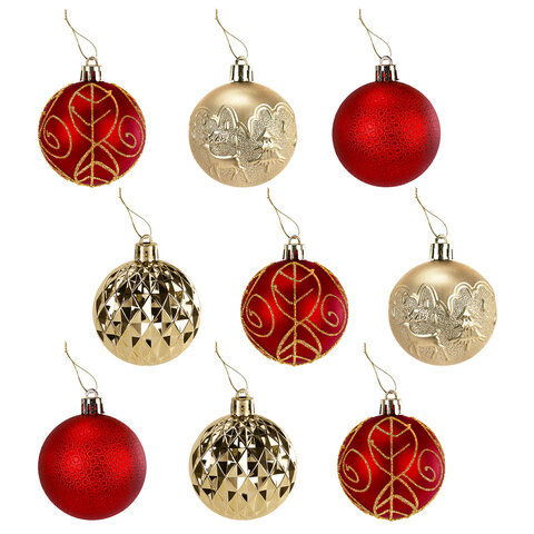 Шары елочные 9 шт., 6 см, "Red&Gold", пластик, золото/красный, ЗОЛОТАЯ Шары елочные 9 шт., 6 см, "Red&Gold", пластик, золото/красный, ЗОЛОТАЯ