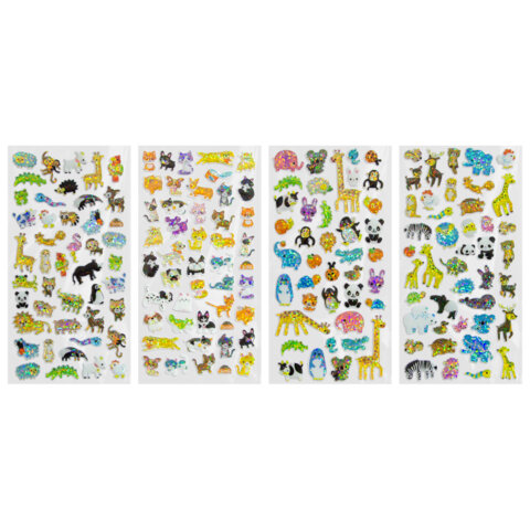 Наклейки гелевые "Зверушки", 17,5х9 см, ассорти 4 вида, FUNSTER Наклейки гелевые "Зверушки", 17,5х9 см, ассорти 4 вида, FUNSTER