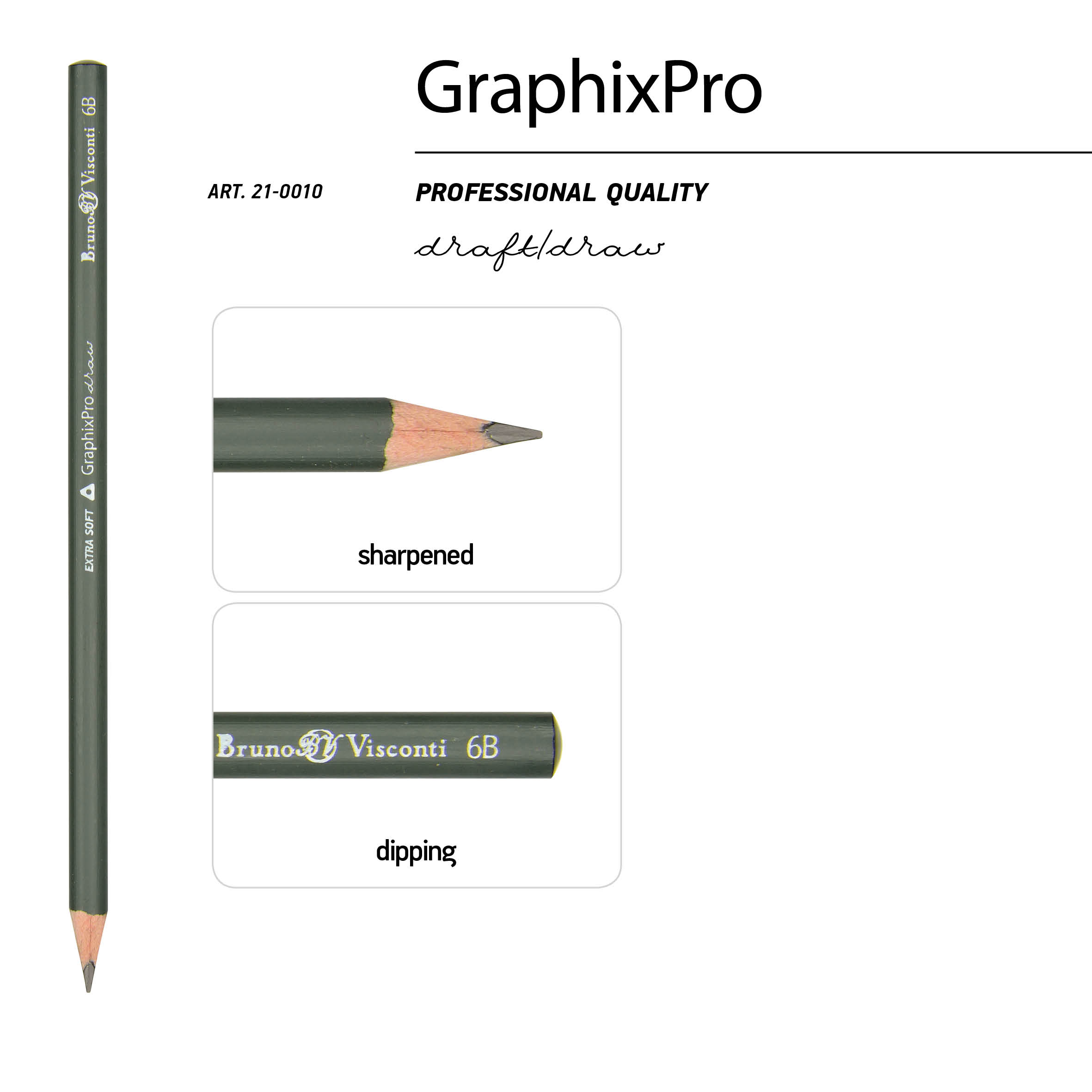 НАБОР КАРАНДАШЕЙ ЧЕРНОГРАФИТОВЫХ, 12 ШТ "GraphixPro" В-14B