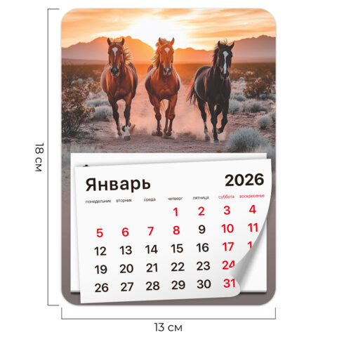 Календарь отрывной на магните на 2026 г., BRAUBERG, 130х180 мм, склейка,