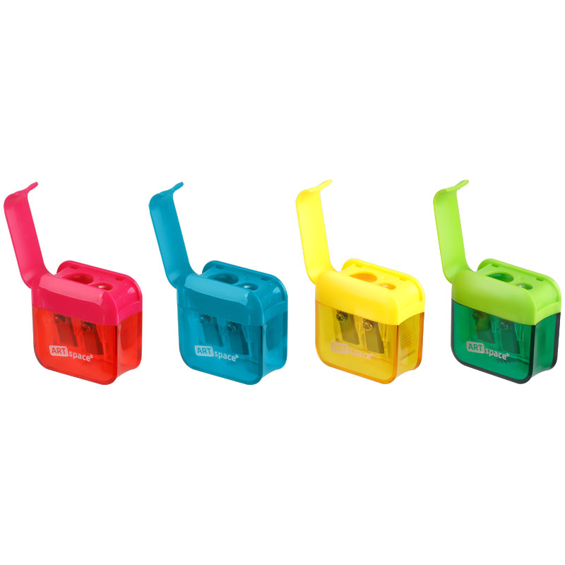 Точилка пластиковая ArtSpace "Click", 2 отверстия, с контейнером,