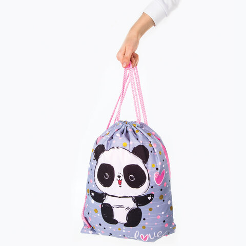 Сумка для обуви BRAUBERG PREMIUM, карман, подкладка, 43х33 см, Funny panda,