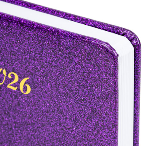 Ежедневник датированный 2026 А5 138x213 мм BRAUBERG Sparkle, под кожу, блестки,