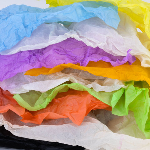 Цветная бумага ТИШЬЮ 17 г/м2, А4 (210х297 мм), 20 листов, 10 цветов пастель, в