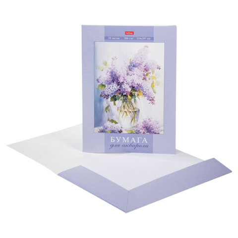 Папка для акварели А4, 10 л., 200 г/м2, 210х297 мм, HATBER, Папка для акварели А4, 10 л., 200 г/м2, 210х297 мм, HATBER,