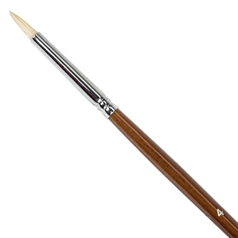 Кисти художественные BRAUBERG ART, набор 4 шт. (щетина круглая № 4, 6, плоская №