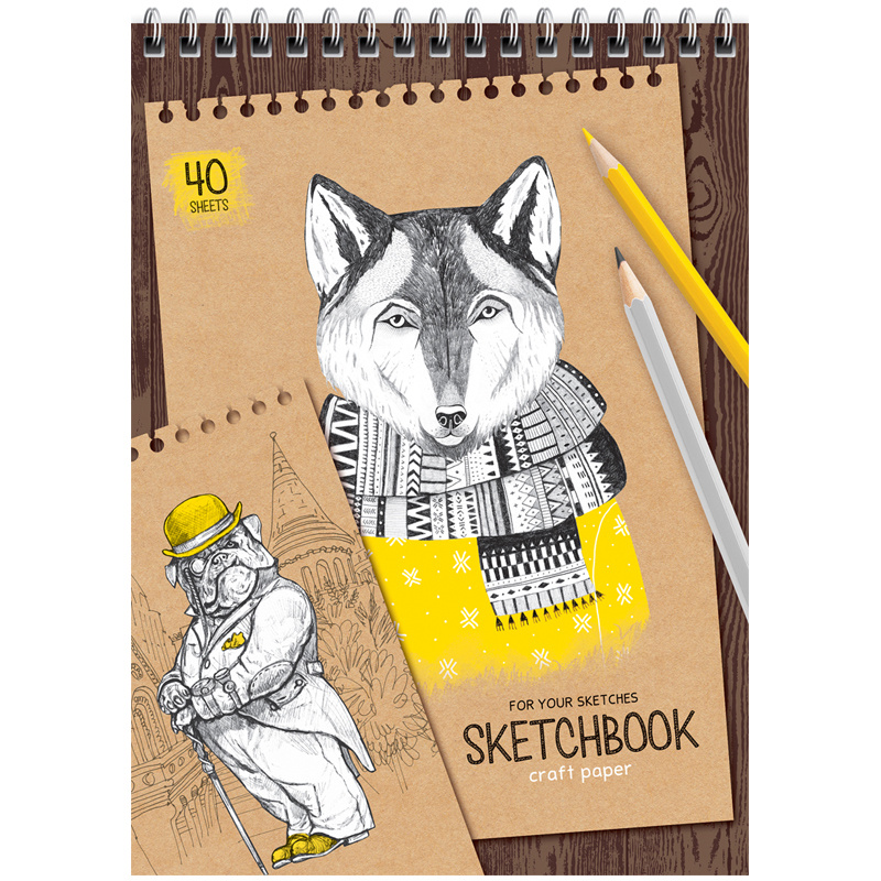 Скетчбук 40л. А5 на гребне ArtSpace "Craft style", 80г/м2, крафт Скетчбук 40л. А5 на гребне ArtSpace "Craft style", 80г/м2, крафт