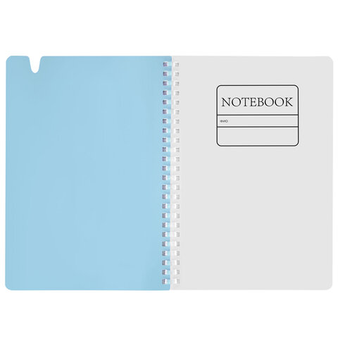 Тетрадь обложка пластик, А5 80 л., гребень мягкий, вырубка для ручки, клетка,