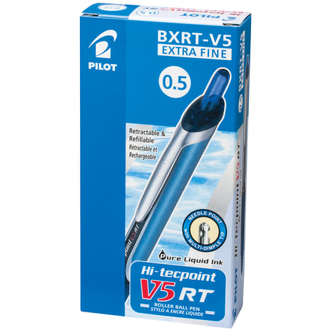 Ручка-роллер автоматическая с грипом PILOT "Hi-Tecpoint V5 RT", СИНЯЯ, Ручка-роллер автоматическая с грипом PILOT "Hi-Tecpoint V5 RT", СИНЯЯ,