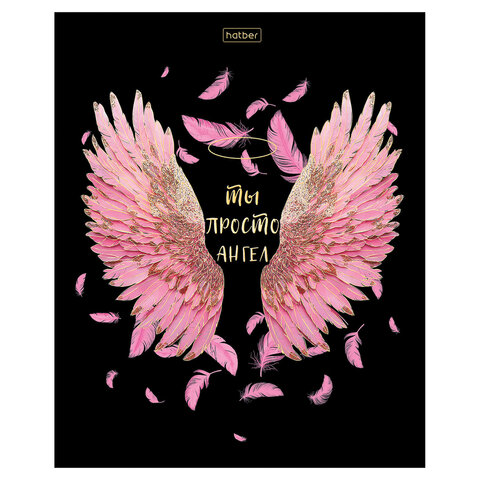 Тетрадь А5 48 л., HATBER, скоба, клетка, матовая ламинация, 3D-фольга, Крылья Тетрадь А5 48 л., HATBER, скоба, клетка, матовая ламинация, 3D-фольга, Крылья