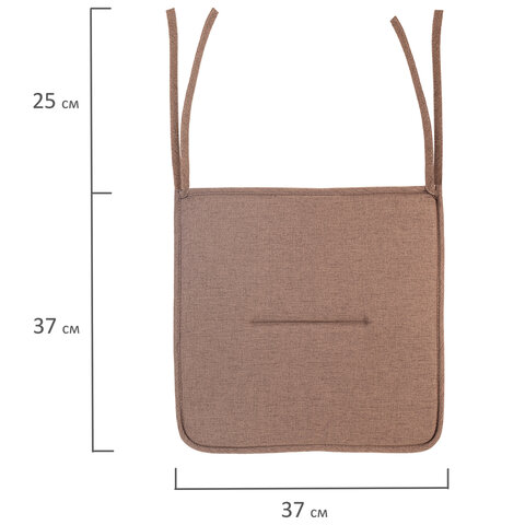 Подушка на стул плоская "РОГОЖКА" 37x37 см, полиэстер, коричневая,