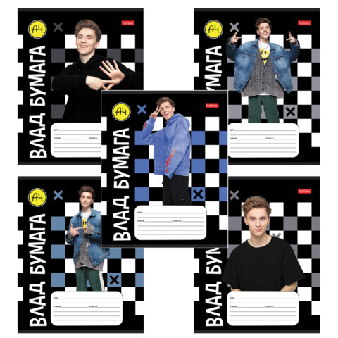 Тетрадь 18 л., HATBER клетка, обложка картон, "Влад А4" (микс в Тетрадь 18 л., HATBER клетка, обложка картон, "Влад А4" (микс в