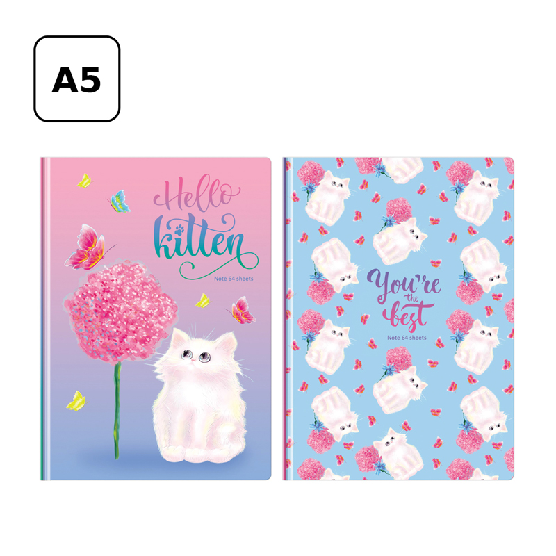 Бизнес-блокнот А5, 64л., евроформат, BG "Белый котик", матовая