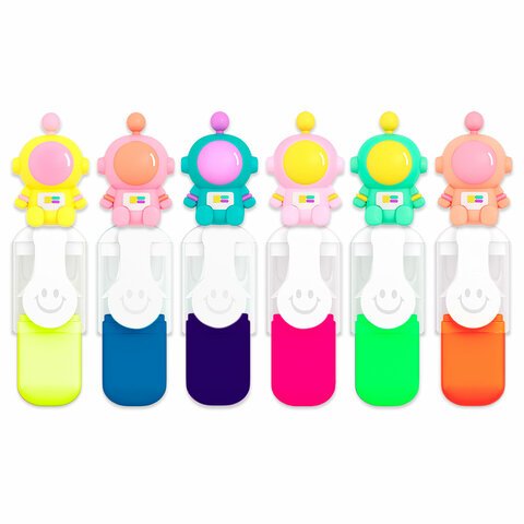 Набор текстовыделителей с топперами 6 ЦВЕТОВ НЕОН, "КОСМО", линия 1-4 Набор текстовыделителей с топперами 6 ЦВЕТОВ НЕОН, "КОСМО", линия 1-4