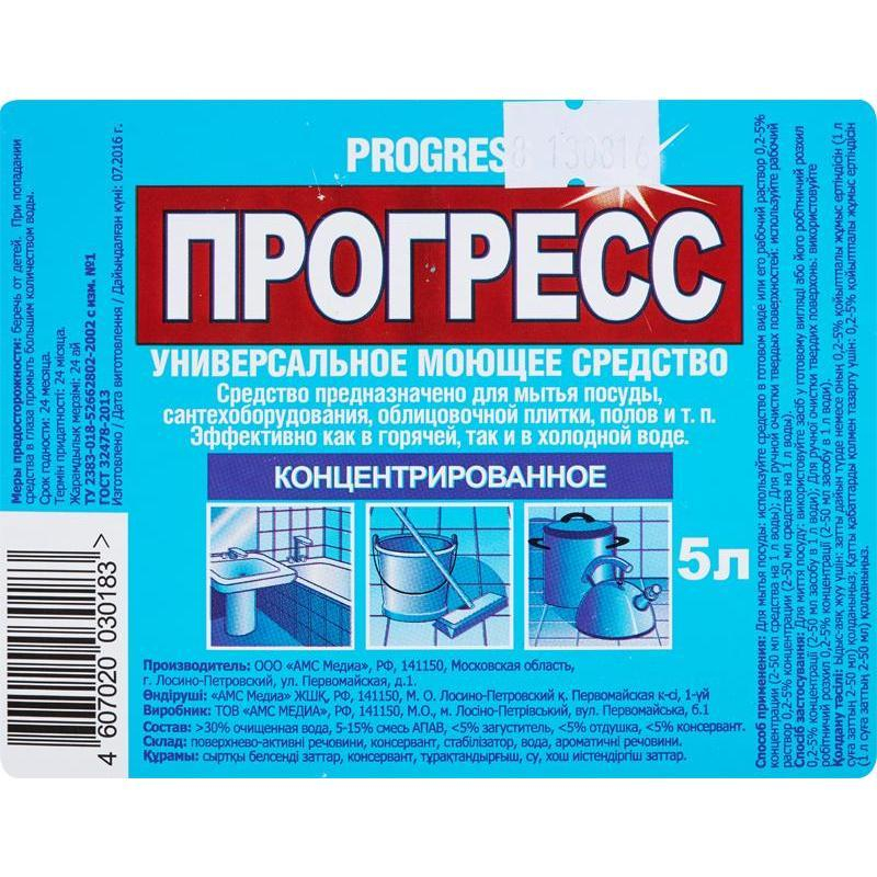 Универсальное чистящее средство ПРОГРЕСС 5л., Канистра