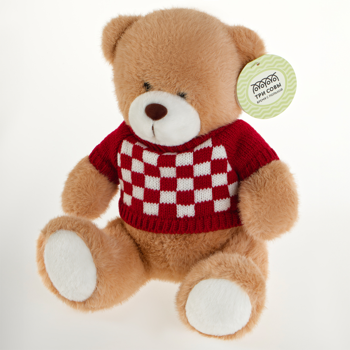 Мягкая игрушка ТРИ СОВЫ "Мишка в клетчатом свитере", 25см
