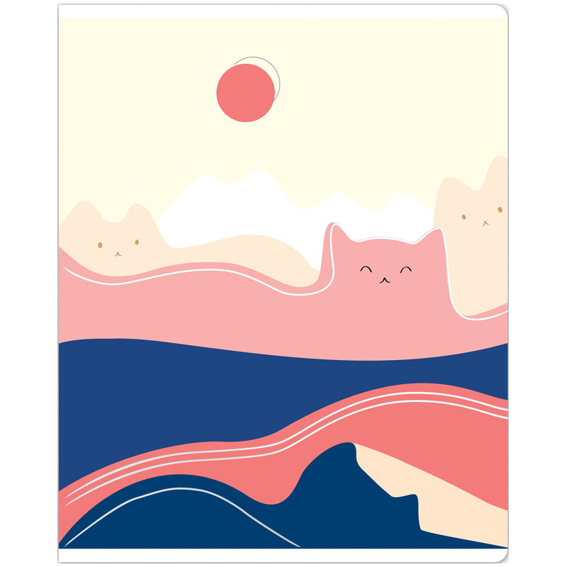 Тетрадь 48 листов, А5, клетка MESHU "Mountcats", матовая ламинация,