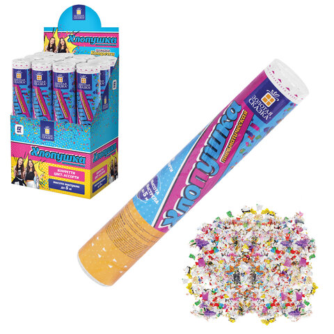 Хлопушка пневматическая 30 см "Party Mix", фольга, конфетти, ассорти, Хлопушка пневматическая 30 см "Party Mix", фольга, конфетти, ассорти,