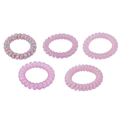 Резинки для волос НАБОР 5 шт., диаметр 5 см, пружинка, розовые, MONTE VITA