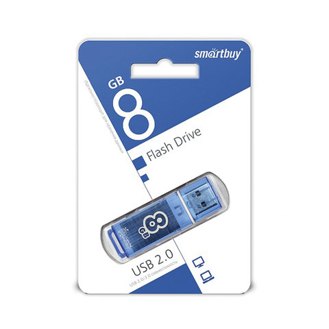 Флеш-диск 8 GB, SMARTBUY Glossy, USB 2.0, синий, SB8GBGS-B Флеш-диск 8 GB, SMARTBUY Glossy, USB 2.0, синий, SB8GBGS-B