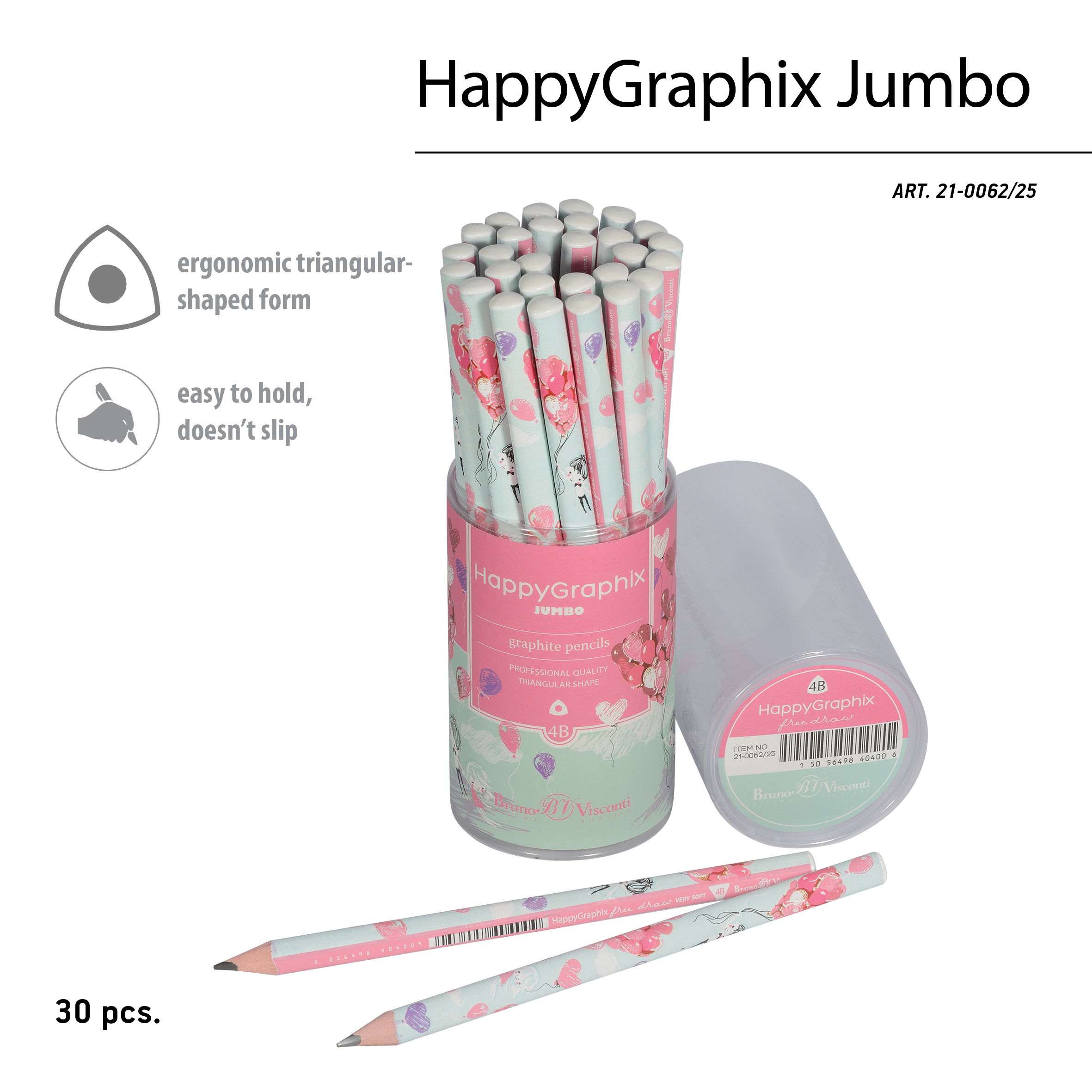 КАРАНДАШ ЧЕРНОГРАФИТОВЫЙ "HappyGraphix Jumbo. Романтика. Воздушные