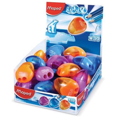 Точилка MAPED (Франция) "I-Gloo", 2 отверстия, с контейнером, ассорти,