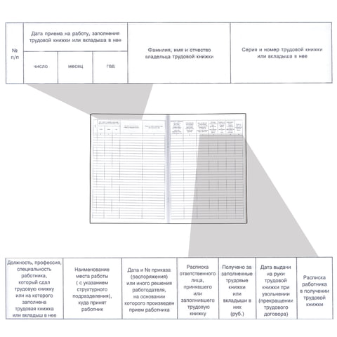 Книга учета движения трудовых книжек и вкладышей к ним, 48 л., картон, блок