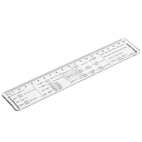 Линейка пластиковая 20 см BRAUBERG, справочная, тригонометрия, 210898