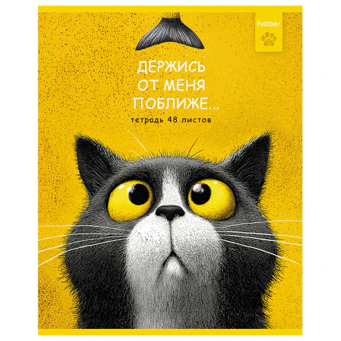 Тетрадь А5, 48 л., HATBER, скоба, клетка, рельефный картон, "Пушистый