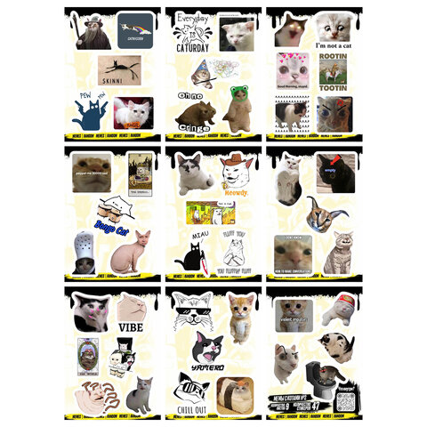 Наклейки виниловые, 44-50 шт., 9 листов, А6, "МОДЕРН", АССОРТИ,