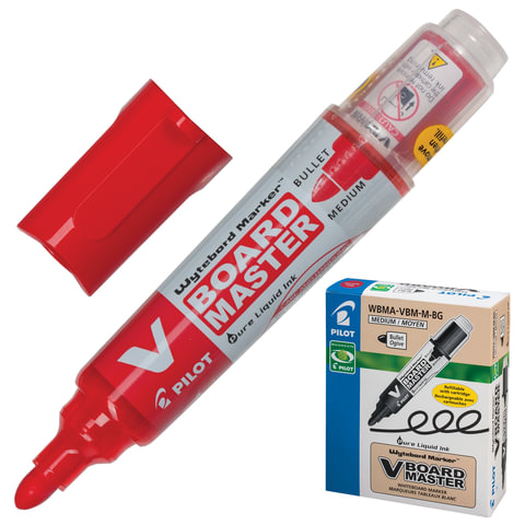 Маркер для доски PILOT "V-BOARD MASTER", КРАСНЫЙ, круглый наконечник, Маркер для доски PILOT "V-BOARD MASTER", КРАСНЫЙ, круглый наконечник,
