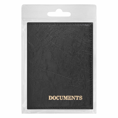 Обложка для автодокументов STAFF, экокожа, "DOCUMENTS", черная, 237181