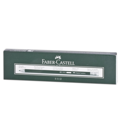 Карандаш чернографитный FABER-CASTELL, 1 шт., "1112", НВ, с ластиком,