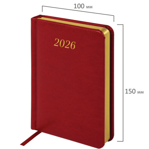 Ежедневник датированный 2026, МАЛЫЙ ФОРМАТ 100х150 мм, А6, BRAUBERG