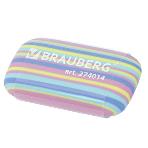 Ластик BRAUBERG "PASTEL STRIPES", 45х24х10 мм, пастельные цвета